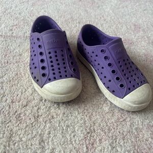 Native Purple Slip-On Kids Water Shoes with White Toe Caps